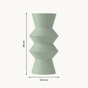 Quill - Horizontaal Geribbelde Gestapelde Geometrische Moderne Vaas — maat (salie-25cm)