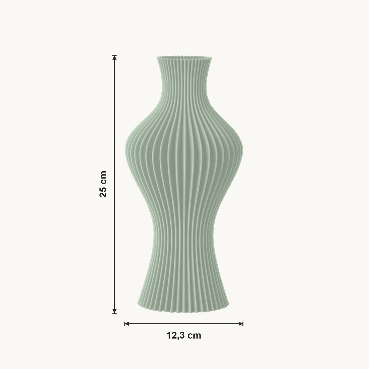 Flint - Gegroefde Sculpturale Moderne Vaas — maat (salie-25cm)
