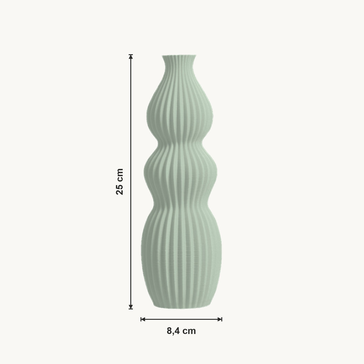 Isola - Geribbelde Golvende Sculpturale Moderne Vaas — maat (salie-25cm)