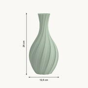 Lumi - Spiraal Geribbelde Sculpturale Design Vaas — maat (salie-25cm)