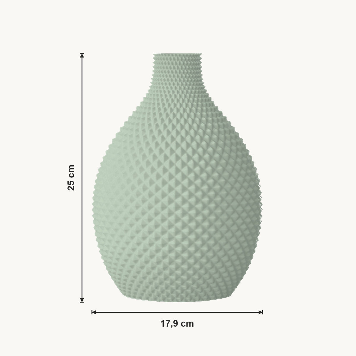 Tessa - Facetrijke Bolle Sculpturale Vaas — maat (salie-25cm)