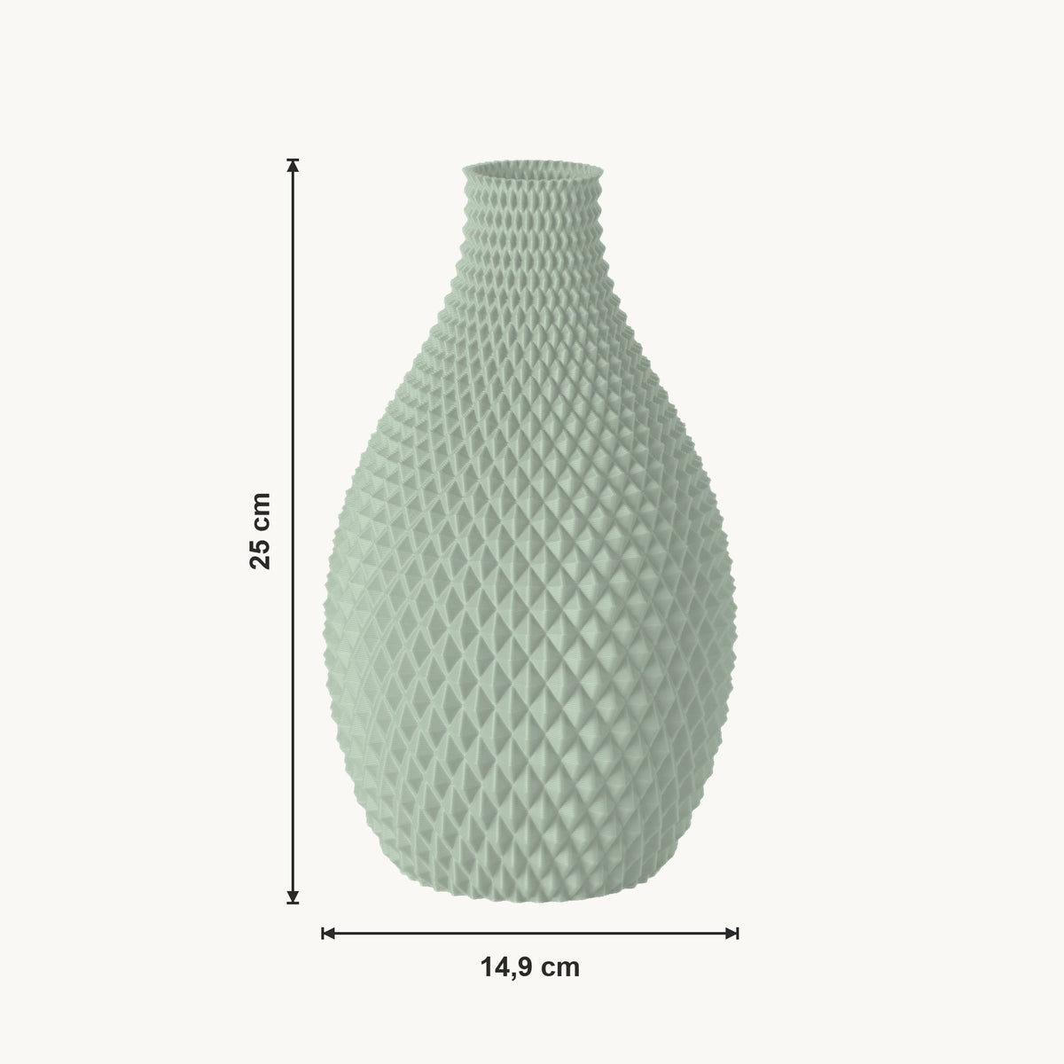 Xenia - Druppelvormige Gefacetteerde Sculpturale Vaas — maat (salie-25cm)