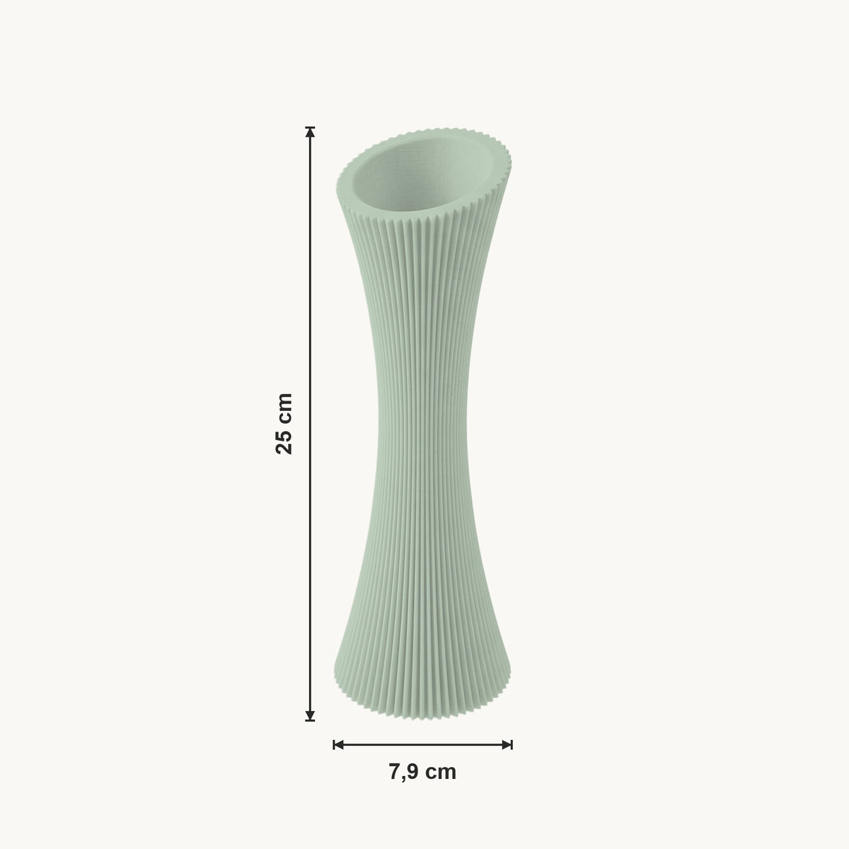 Talin - Gegroefde Taps Geribbeld Moderne Vaas — maat (salie-25cm)