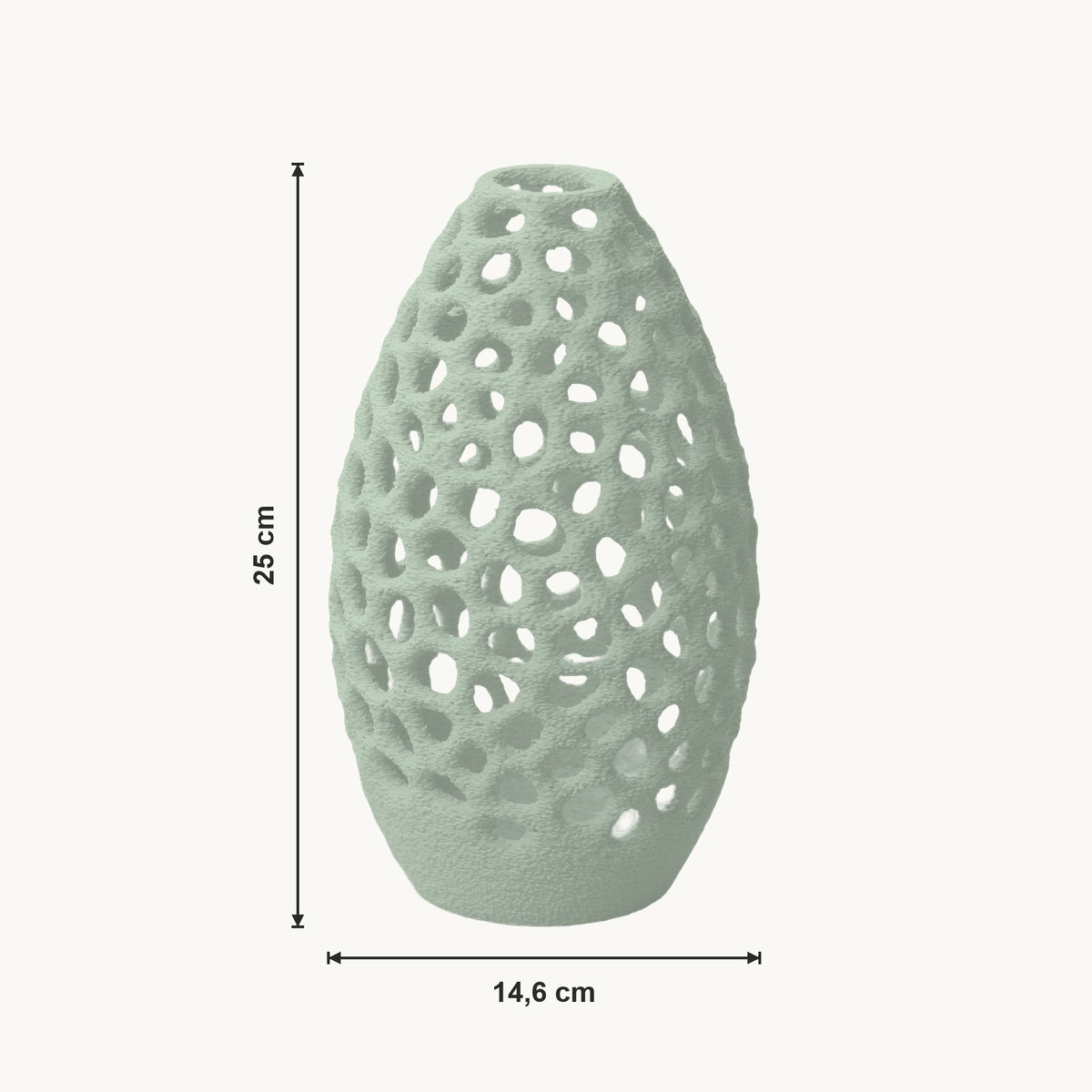 Petra - Geperforeerde Taps Toelopende Sculpturale Vaas — maat (salie-25cm)