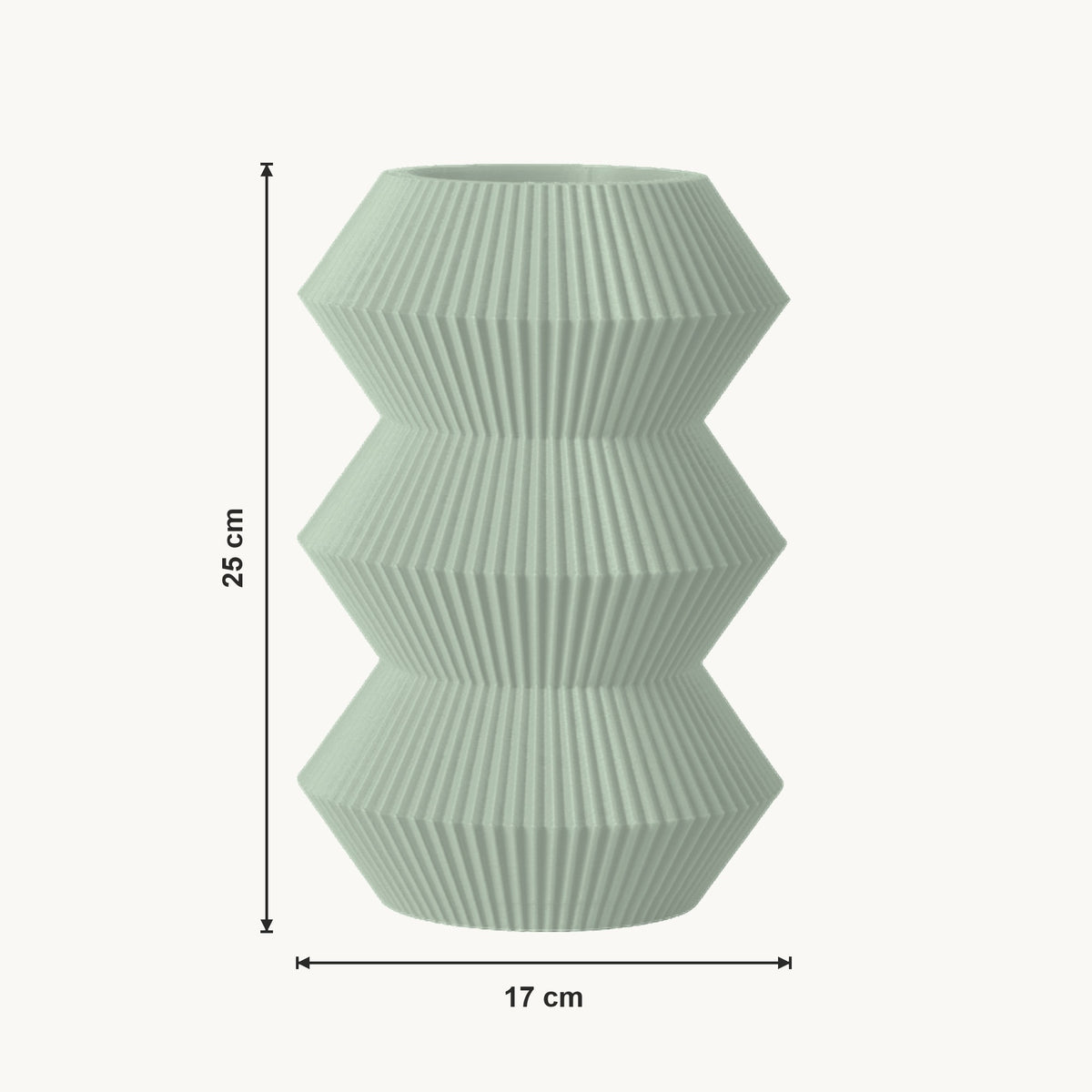 Orden - Gefacetteerde Geribbelde Geometrische Design Vaas — maat (salie-25cm)