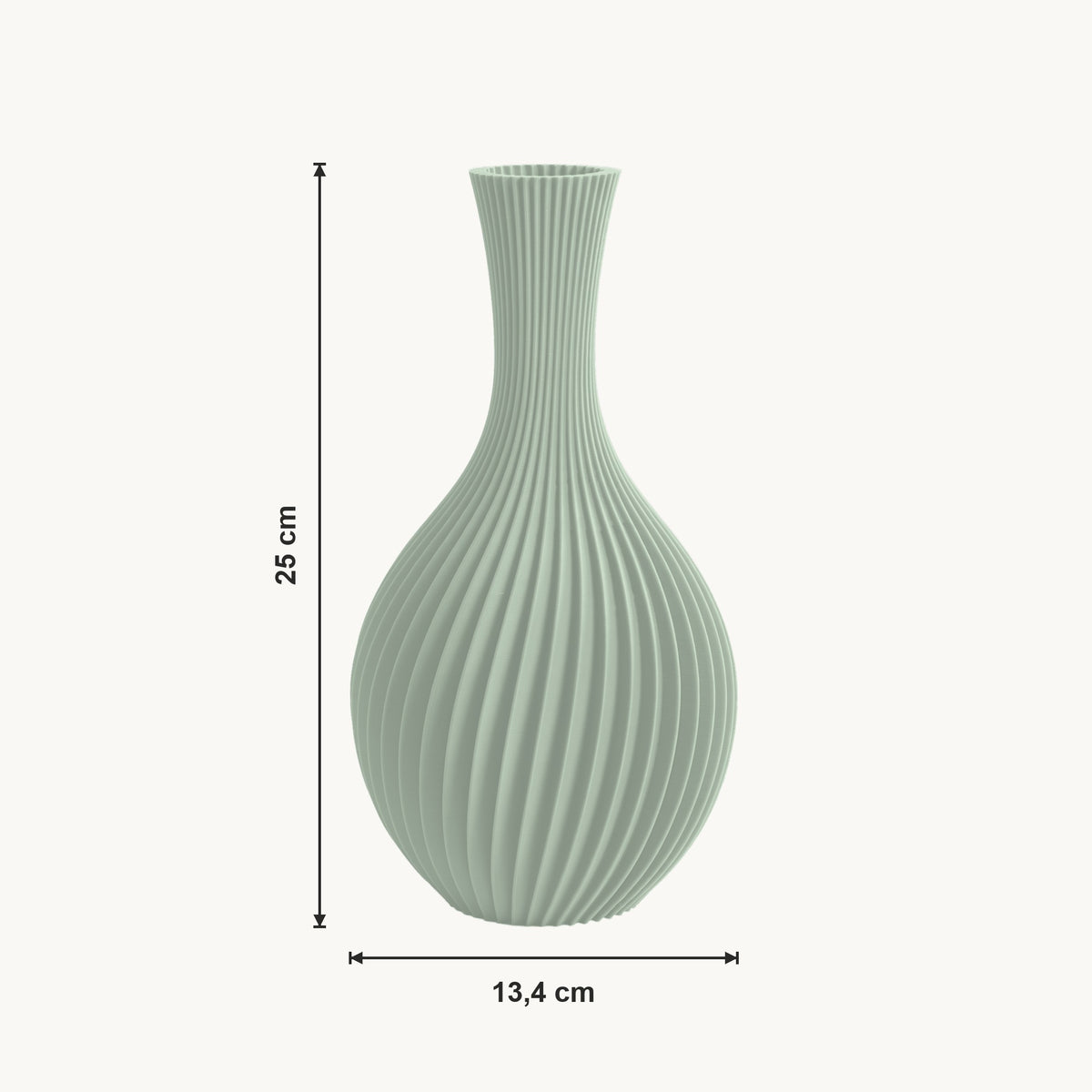 Iris - Spiraal Geribbelde Sculpturale Vaas — maat (salie-25cm)