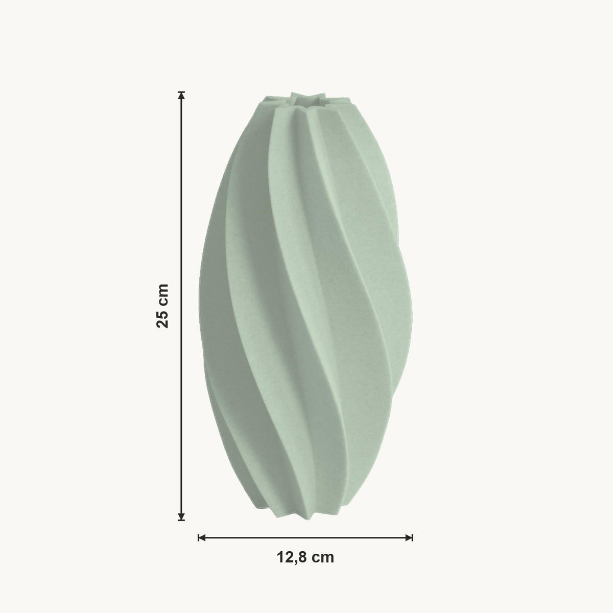 Ceris - Spiraalvormige Geribbelde Sculpturale Vaas — maat (salie-25cm)