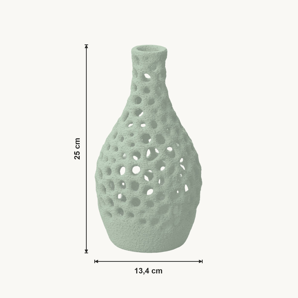 Celso - Geperforeerde Organische Sculpturale Vaas — maat (salie-25cm)
