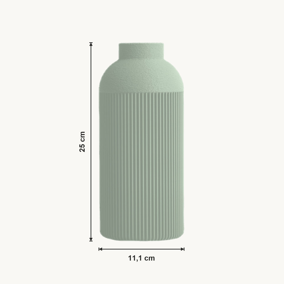 Nova - Verticaal Geribbelde Symmetrische Moderne Vaas — maat (salie-25cm)