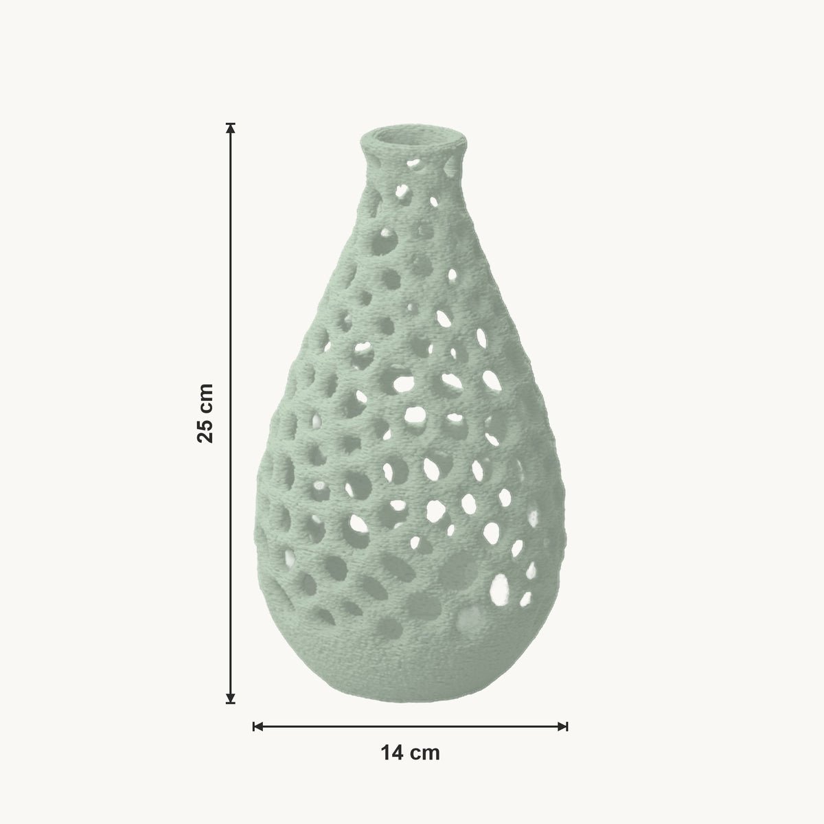 Liva - Geperforeerde Organische Sculpturale Vaas — maat (salie-25cm)