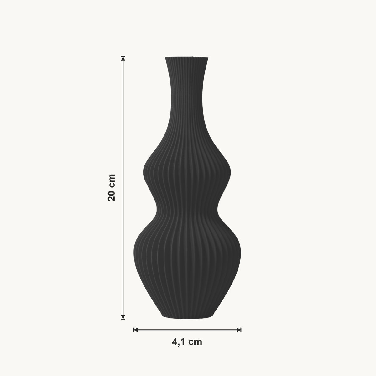 Oriel - Golvende Geribbelde Sculpturale Vaas — maat (zwart-20cm)