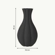 Fenno - Gegroefde Taps Toelopende Organische Vaas — maat (zwart-20cm)