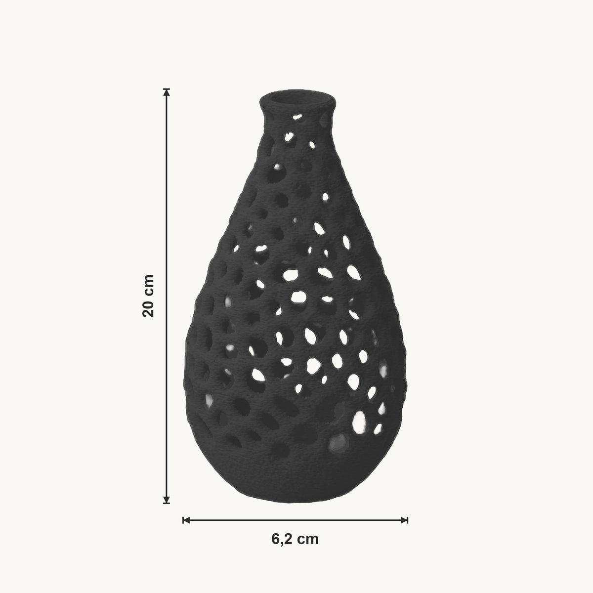 Liva - Geperforeerde Organische Sculpturale Vaas — maat (zwart-20cm)