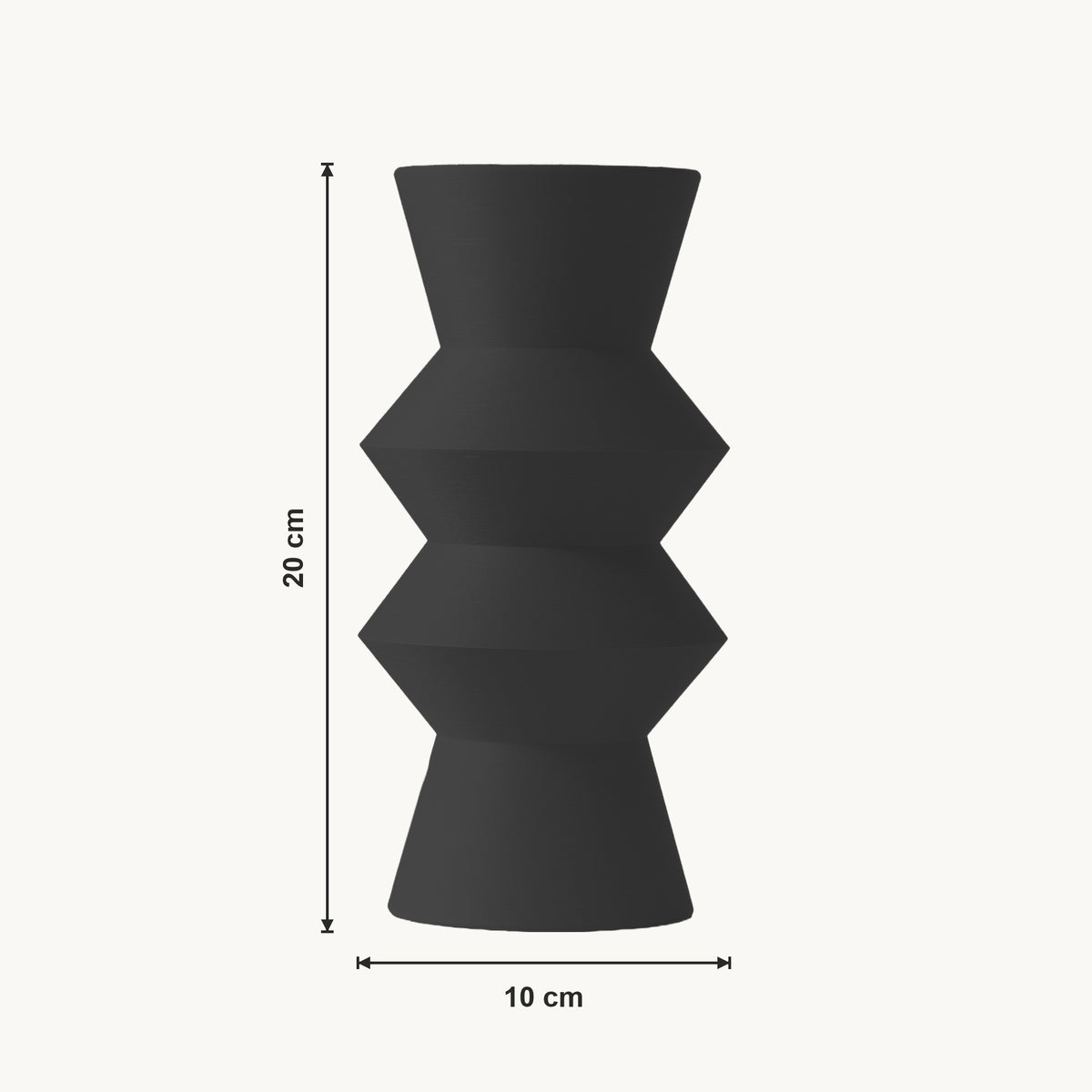 Quill - Horizontaal Geribbelde Gestapelde Geometrische Moderne Vaas — maat (zwart-20cm)
