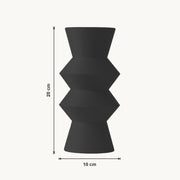 Quill - Horizontaal Geribbelde Gestapelde Geometrische Moderne Vaas — maat (zwart-20cm)