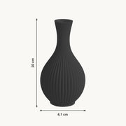 Caden - Geribbelde Taps Toelopende Moderne Vaas — maat (zwart-20cm)