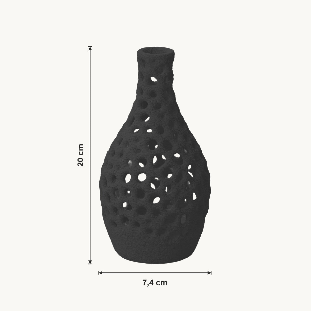 Celso - Geperforeerde Organische Sculpturale Vaas — maat (zwart-20cm)