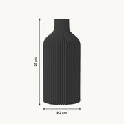 Evren - Verticaal Geribbelde Organische Vaas — maat (zwart-20cm)