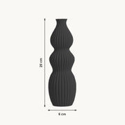 Isola - Geribbelde Golvende Sculpturale Moderne Vaas — maat (zwart-20cm)