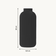 Maren - Verticaal Geribbelde Gestroomlijnde Minimalistische Vaas — maat (zwart-20cm)