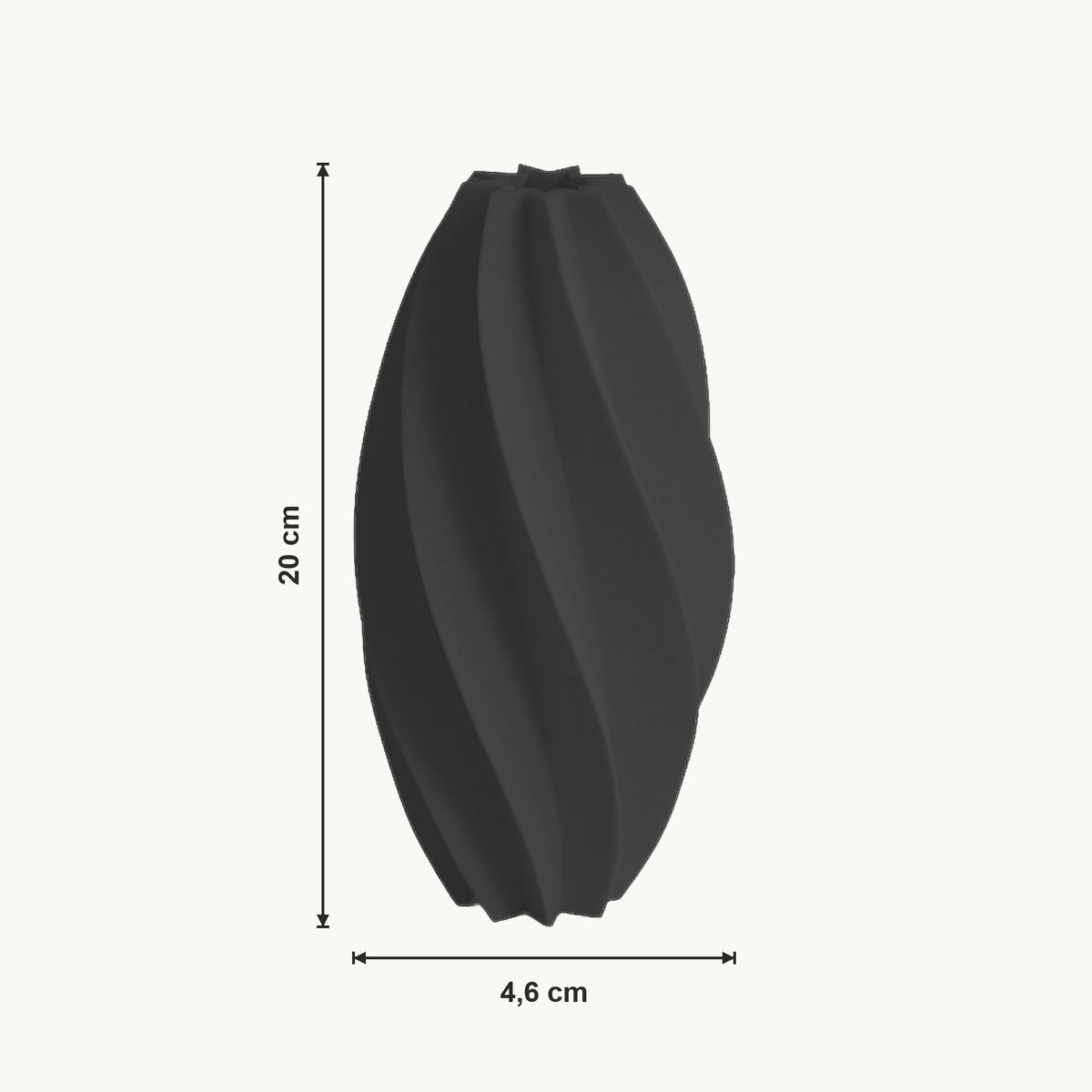 Ceris - Spiraalvormige Geribbelde Sculpturale Vaas — maat (zwart-20cm)