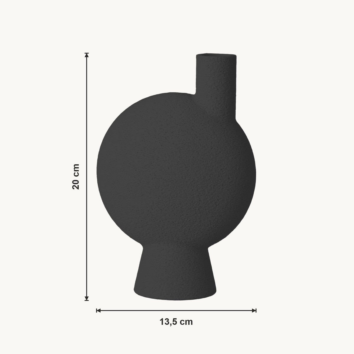 Helia - Asymmetrische Organische Sculpturale Vaas — maat (zwart-20cm)
