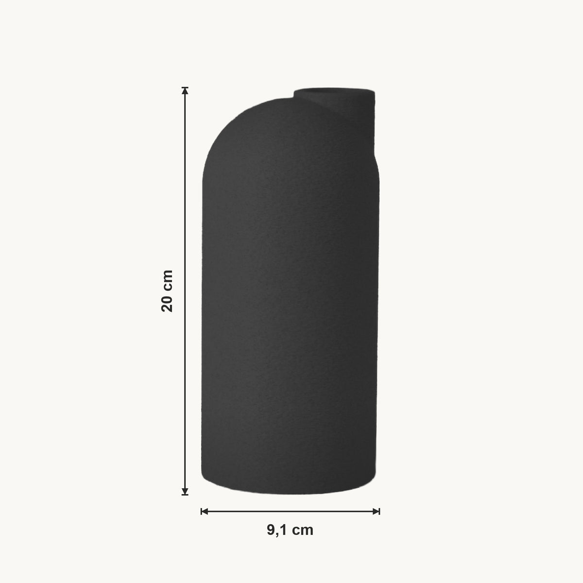 Liora - Gegroefde Asymmetrische Minimalistische Vaas — maat (zwart-20cm)