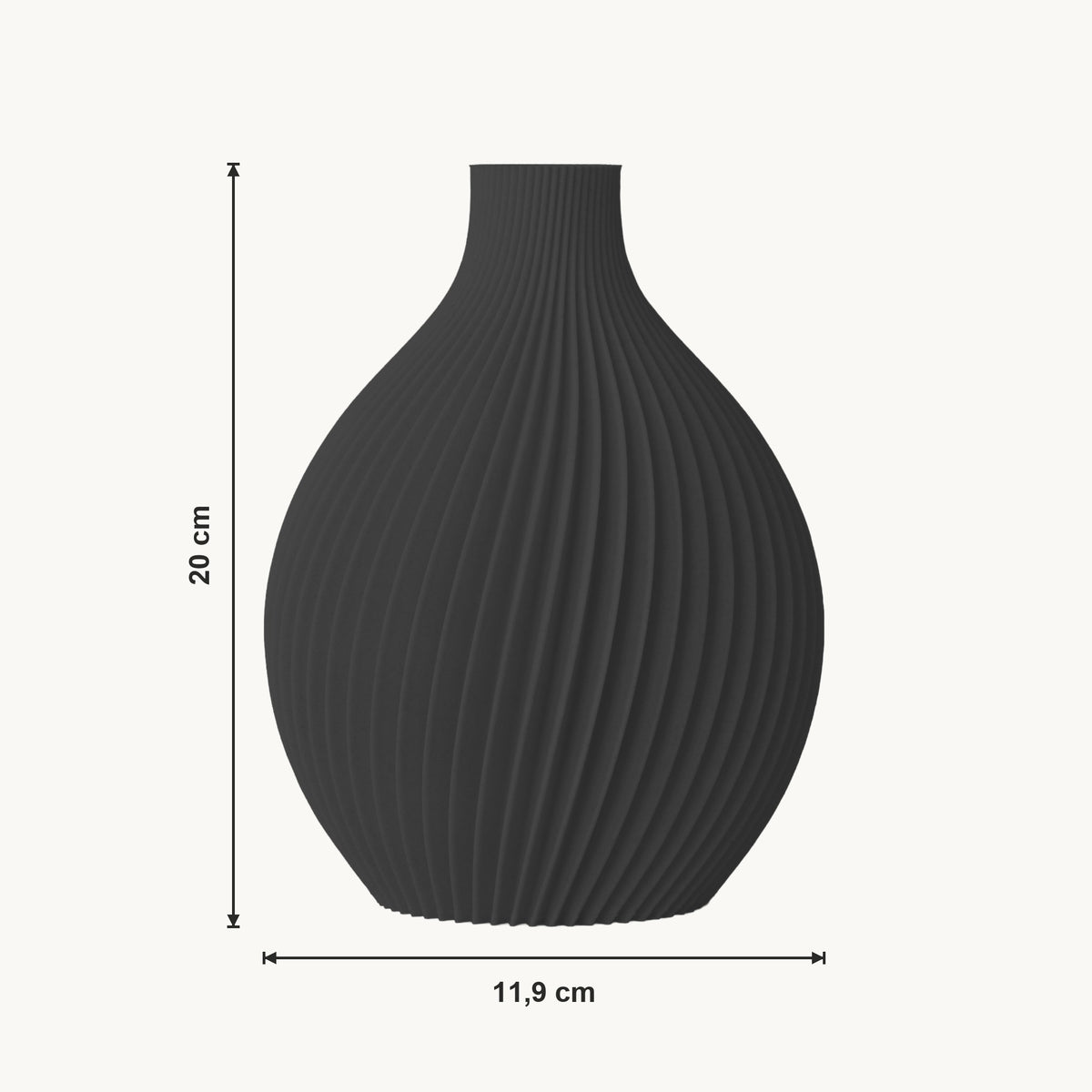 Corvus - Spiraal Geribbelde Organische Moderne Vaas — maat (zwart-20cm)