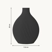 Corvus - Spiraal Geribbelde Organische Moderne Vaas — maat (zwart-20cm)