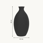 Junes - Gegroefde Taps Toelopende Moderne Vaas — maat (zwart-20cm)