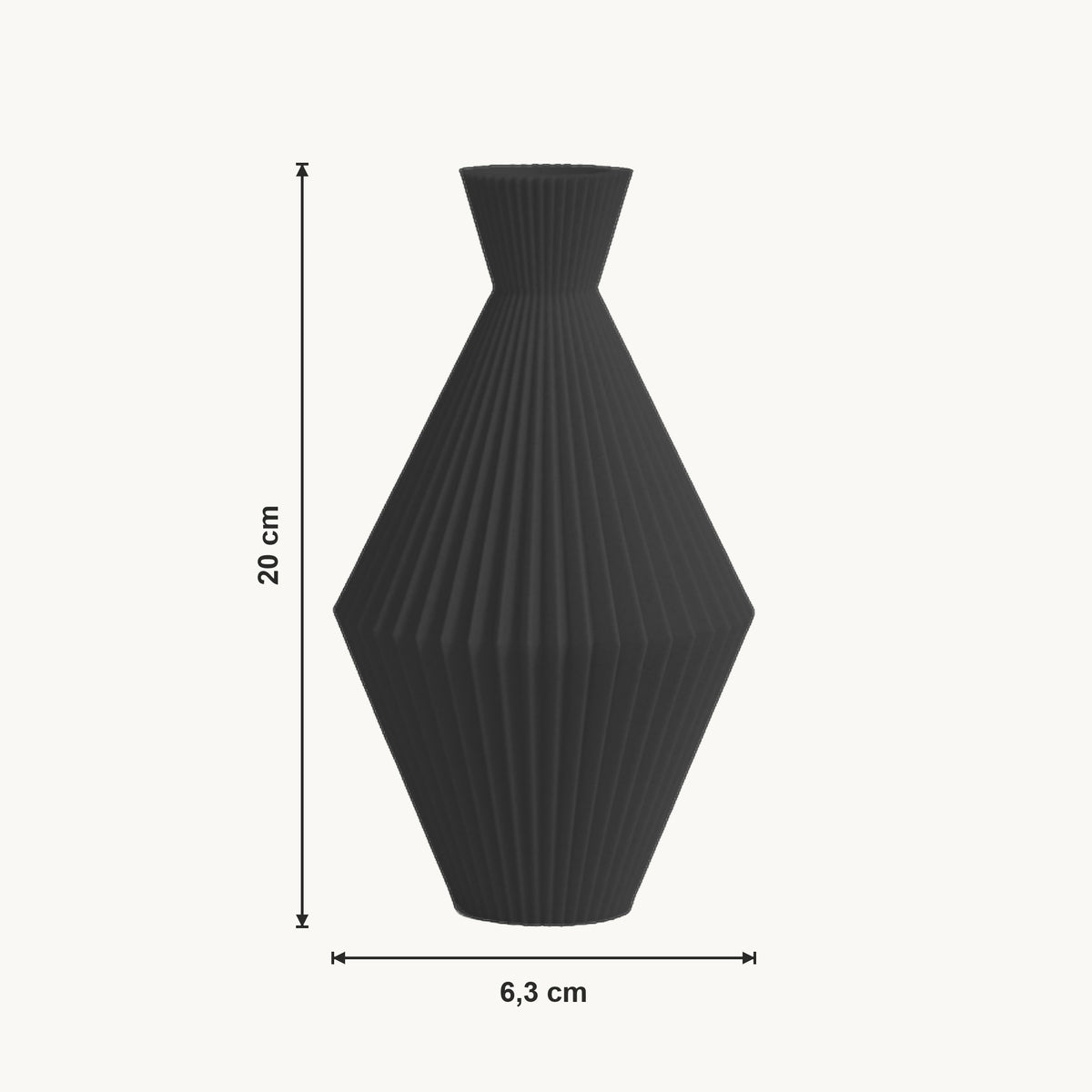 Arden - Geribbelde Facetten Geometrische Sculpturale Vaas — maat (zwart-20cm)