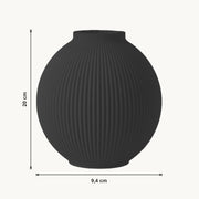 Rosa - Geribbelde Ronde Organische Vaas — maat (zwart-20cm)