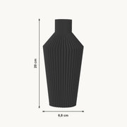 Nylas - Ronde Geribbelde Taps Toelopende Moderne Vaas — maat (zwart-20cm)
