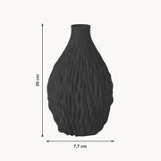 Noor - Geribbelde Organische Sculpturale Vaas — maat (zwart-20cm)