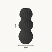 Runa - Golvend Geribbelde Organische Vaas — maat (zwart-20cm)