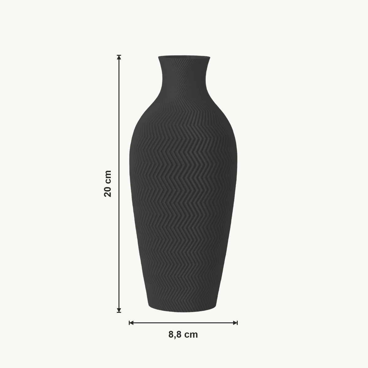 Aluna - Zigzag Taps Sculpturale Vaas — maat (zwart-20cm)
