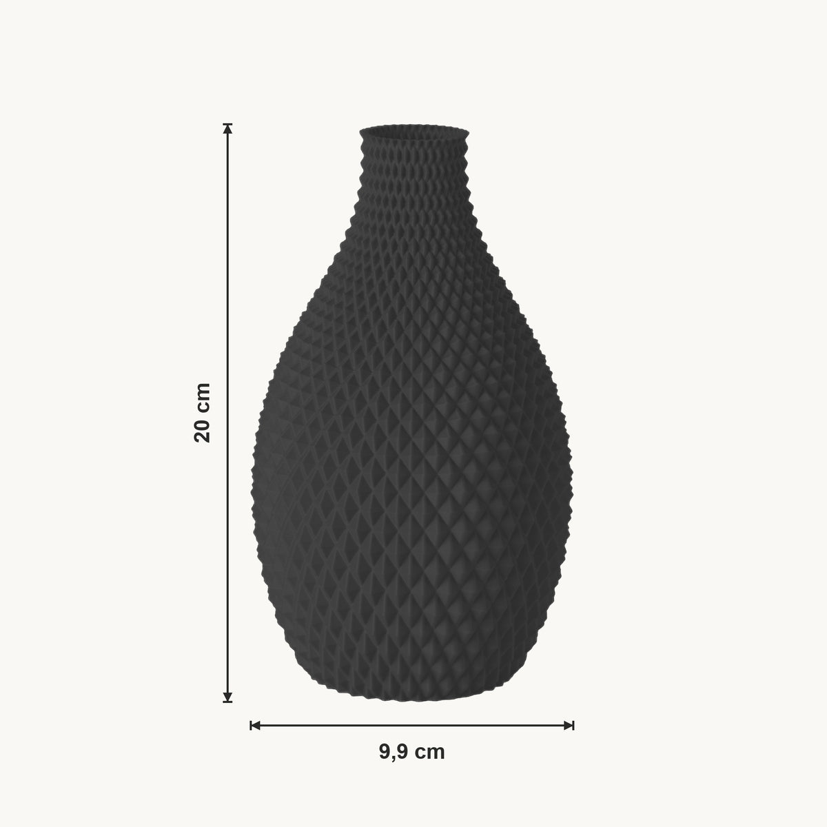 Xenia - Druppelvormige Gefacetteerde Sculpturale Vaas — maat (zwart-20cm)