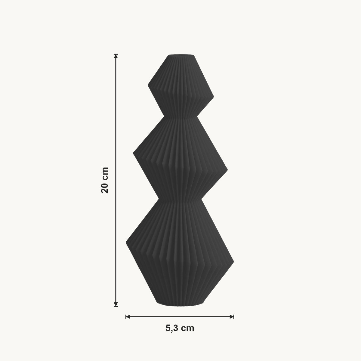 Sera - Gefacetteerde Zandloper Geometrische Vaas — maat (zwart-20cm)