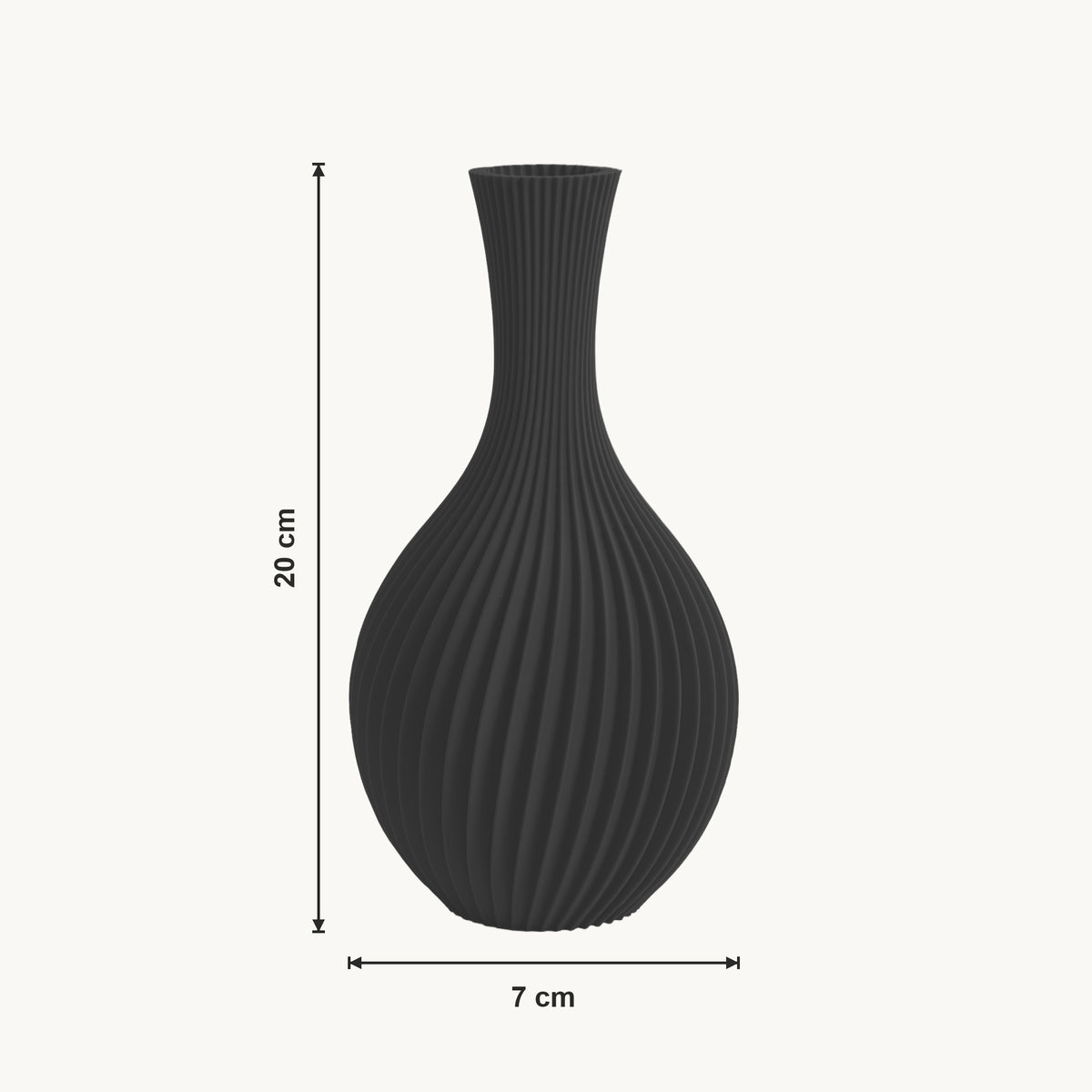 Iris - Spiraal Geribbelde Sculpturale Vaas — maat (zwart-20cm)