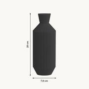 Beryl - Gegroefde Taps Toelopende Minimalistische Vaas — maat (zwart-20cm)