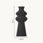Merit - Gegroefde Tapse Dubbelbollige Moderne Vaas — maat (zwart-25cm)