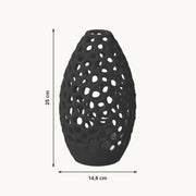 Petra - Geperforeerde Taps Toelopende Sculpturale Vaas — maat (zwart-25cm)