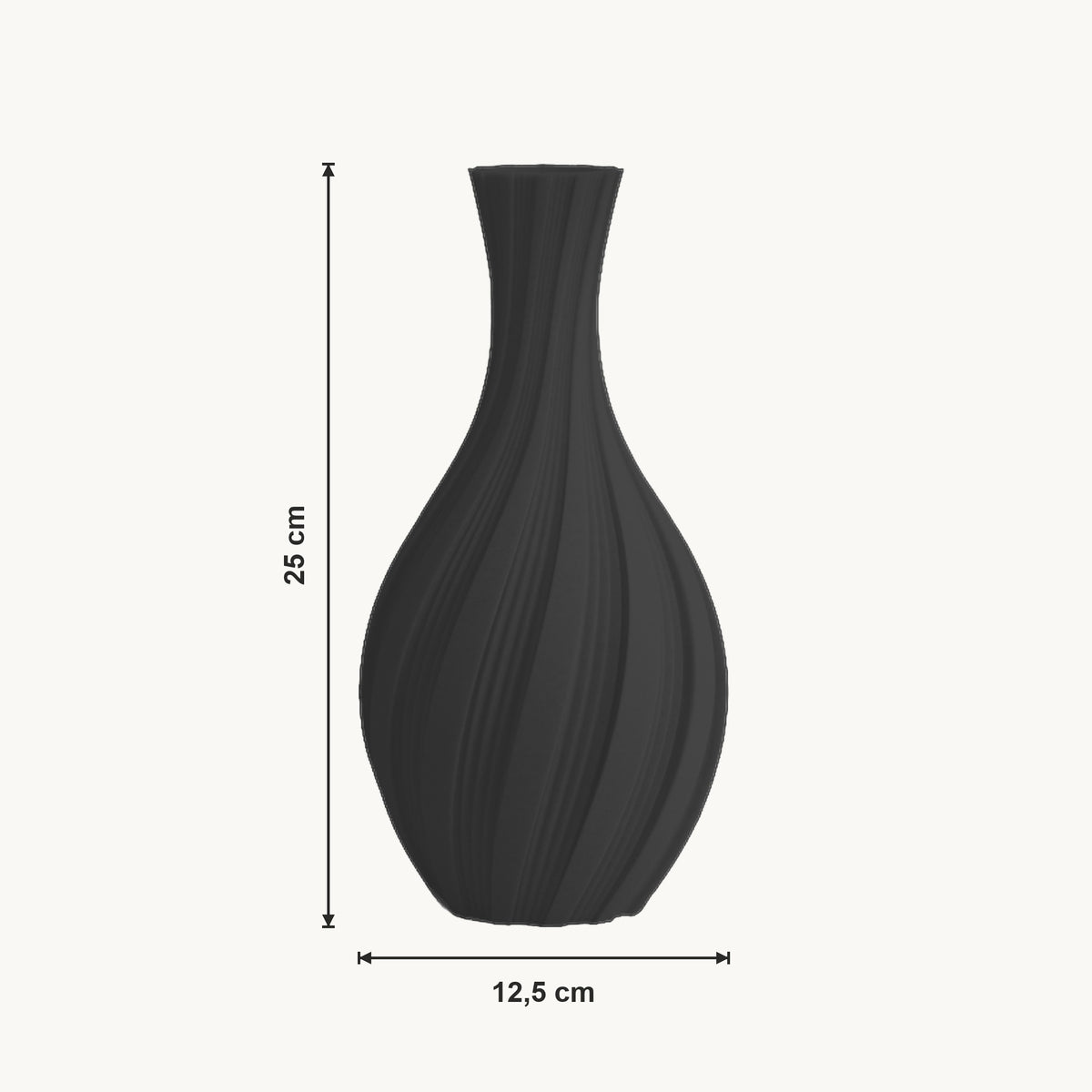 Lumi - Spiraal Geribbelde Sculpturale Design Vaas — maat (zwart-25cm)
