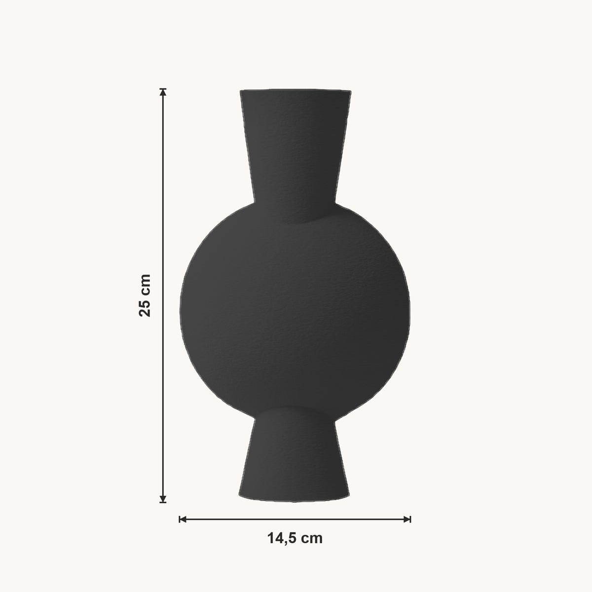 Dessa - Bolle Taps Toelopende Moderne Vaas — maat (zwart-25cm)
