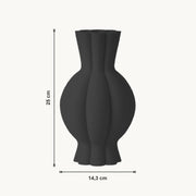 Galen - Gegroefde Sculpturale Moderne Vaas — maat (zwart-25cm)