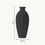 Soren - Geribbelde Taps Toelopende Moderne Vaas — maat (zwart-25cm)