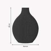 Jalen - Geribbelde Volle Organische Moderne Vaas — maat (zwart-25cm)