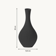 Elori - Gegroefde Taps Toelopende Organische Vaas — maat (zwart-25cm)