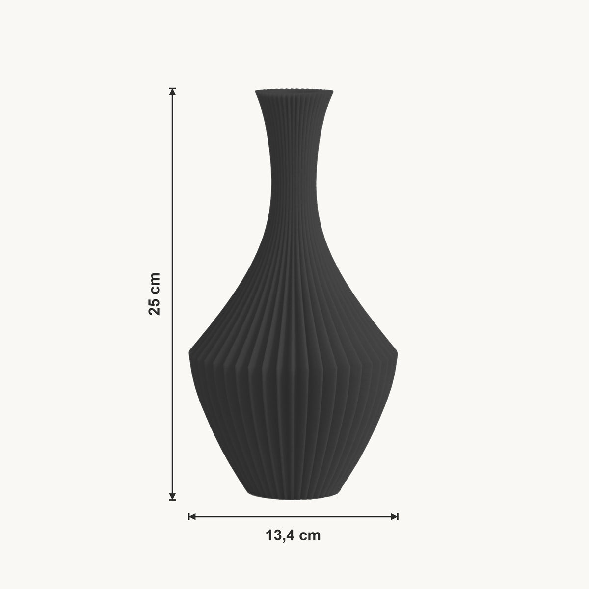 Nava - Gefacetteerde Symmetrische Sculpturale Vaas — maat (zwart-25cm)