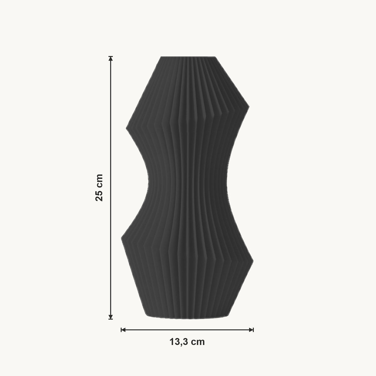 Lorin - Gegroefde Taps Toelopende Sculpturale Vaas — maat (zwart-25cm)